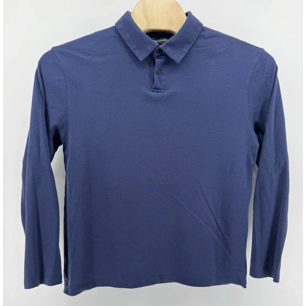 Banana Republic Polo Shirt Men's Size XL Blue Long Sleeve Knit Golf Preppy